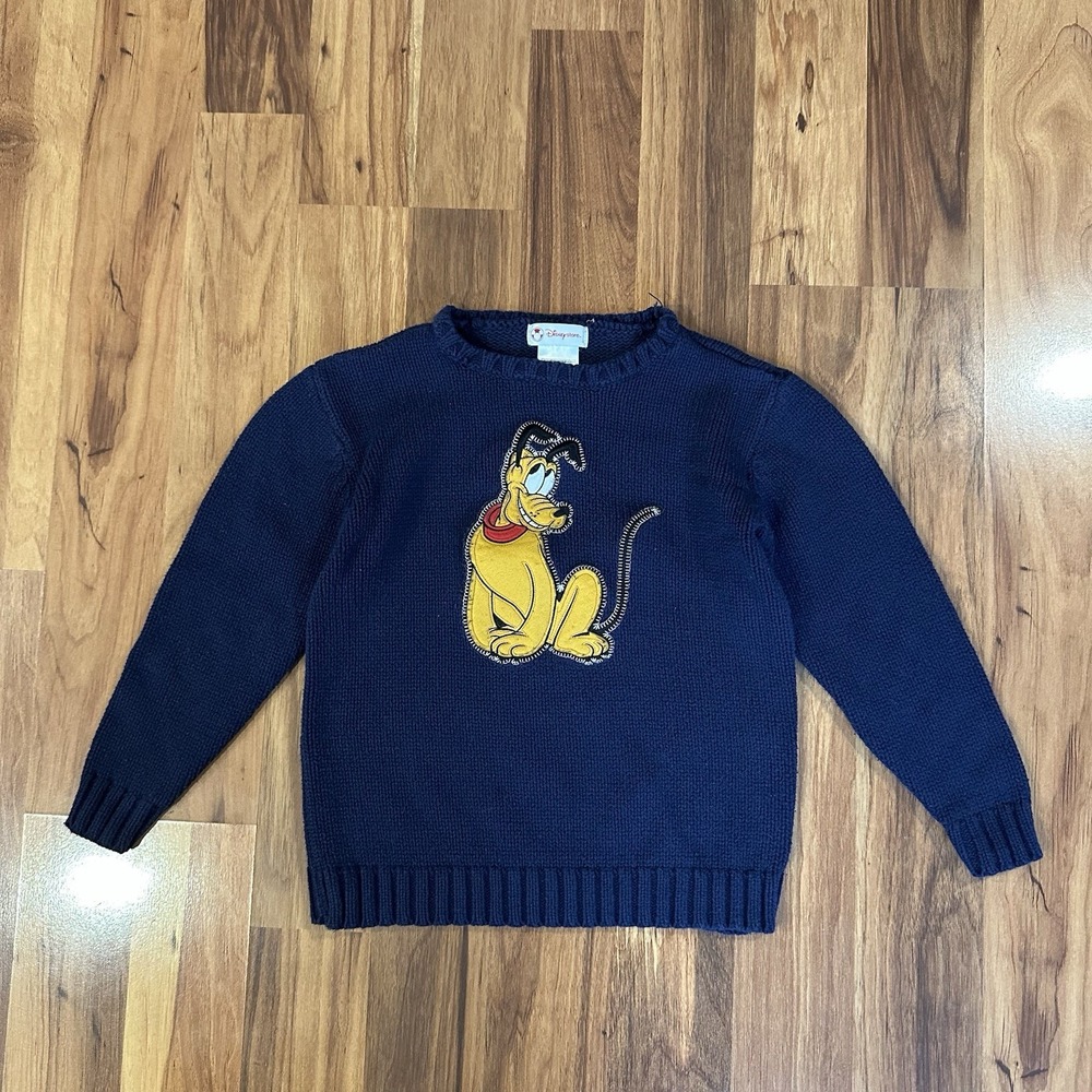 Vintage Kid's Disney Pluto Knit Sweater Children's Medium Embroidered Character